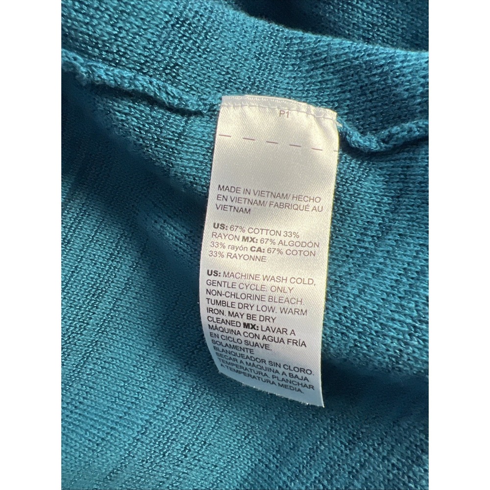 Chicos Sweater Womens 3 US XL Ombré Blue Waterfall Cardigan Open Front Knit - Picture 4 of 6